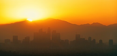 Fototapeta na wymiar Los Angeles skyline sunrise
