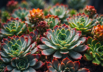 Macro Photo of Succulent Plants Background – Colorful Cactus Plants Texture