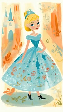 cinderella fairytale character cartoon illustration fantasy cute drawing book art poster graphic