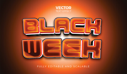 3d vector black week text style