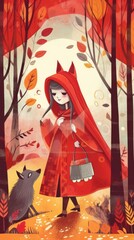 little red riding hood fairytale character cartoon illustration fantasy cute drawing book art