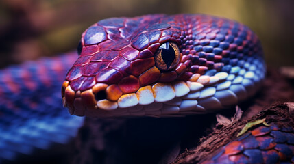 A striking venomous snake with vibrant scales, AI Generative.