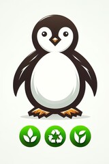 Green Ethical Emblem of a Penguin