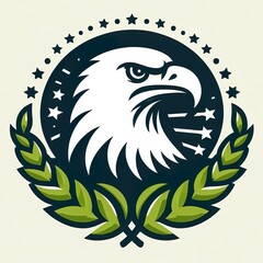 Fototapeta premium Green Ethical Emblem of a Bald Eagle