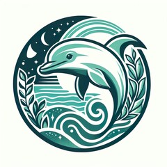 Green Ethical Emblem of a Dolphin