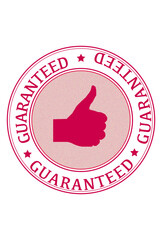 Guaranteed stamp image with thumbs up symbol
