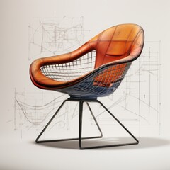 Armchair retro futuristic furniture sketch illustration hand drawing reference designer idea