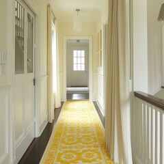Lemon Yellow Runner in a Bright Hallway