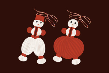 flat vector illustration of a red And white Martisor for 1 March Spring Celebration Traditional Vector Romania. 