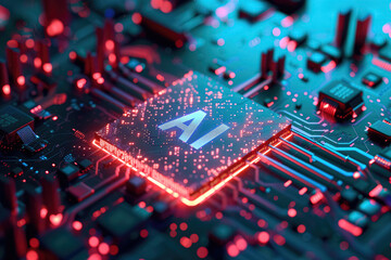 Fototapeta premium AI Processor Motherboard Clipart Collection - High-Tech Digital Circuitry and Computing Innovation for Futuristic Designs, Generated AI