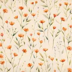 mini-flowers-strewn-across-a-craft-paper-background-each-stem-meticulously-detailed-in-a-minimalist