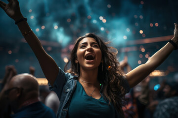 A dynamic photo of a sports enthusiast attending a major sporting event, symbolizing the thrill of attending live events made feasible through mindful financial choices.  Generative Ai. - obrazy, fototapety, plakaty