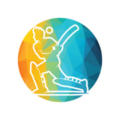 Cricket Player Logo Inside a Shape of Circle