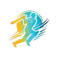 Cricket Player Logo Creative illustration
