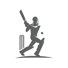 Cricket Player Logo Playing Short Concept