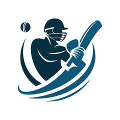 Cricket Player Logo Playing Short Concept