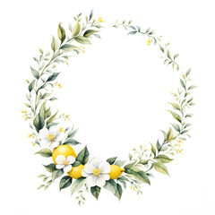 illustration-of-lemon-floral-frame-in-minimalist-style-no-background-minimalism-simple-watercolor