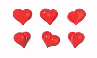 heart set isolated vector 3d illustration.