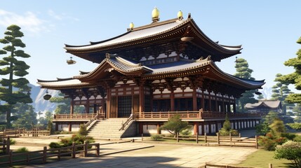 Fototapeta na wymiar japan zen temple todai landscape panorama view photography Sakura flowers pagoda peace silence