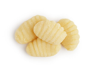 Tasty gnocchi on white background