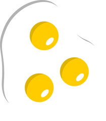 Isolated Omelette Food Icon with 3 Eggs. Vector Image.