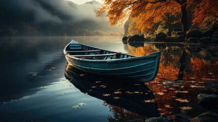 Foto op Aluminium boat lake autumn tranquility grace landscape zen harmony rest calmness unity harmony photography © Wiktoria