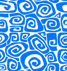Fototapeta na wymiar A hand- drawn drawing of geometric shapes in blue on a white background .Seamless background.