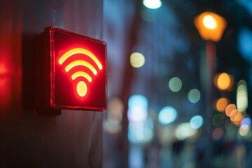 urban wi-fi signal on city pavement, accessible internet concept, Generative AI