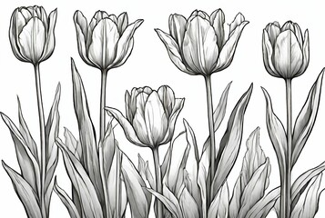 Black and White Tulip Flowers 