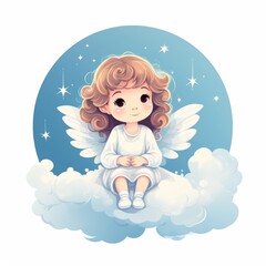 Cartoon angel on a cloud