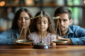 A community program offering free legal advice to low-income families, ensuring justice and support. Concept of community legal aid and social support. Generative Ai.