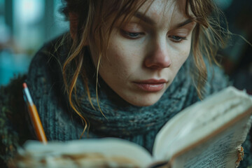 A person writing in a gratitude journal, reflecting on and appreciating life's blessings. Concept of gratitude and reflective mindfulness. Generative Ai.