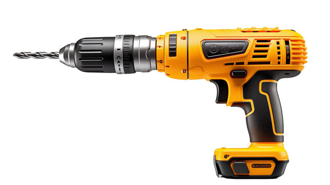 A drill on a white background, ready for use.