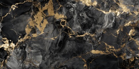 Black marble background with a gold and white pattern, featuring a textured and luxurious dark grey effect.