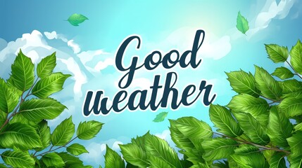 Lettering Good weather on summer forest background