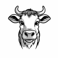 Cow portrait cow head vintage sketch hand drawn Vector illustration.