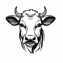 Cow portrait cow head vintage sketch hand drawn Vector illustration.