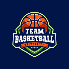 Basketball badge logo design for team sport and club sport