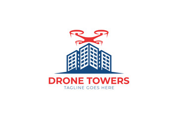 Drone logo identity with building estate company logo concept for technology industry 