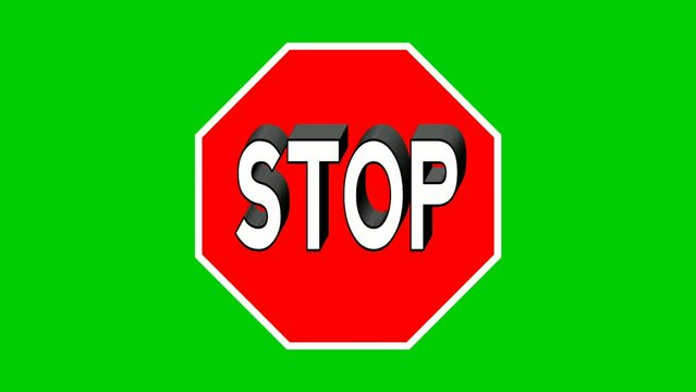 Stop text animation motion graphics sign symbol on green screen