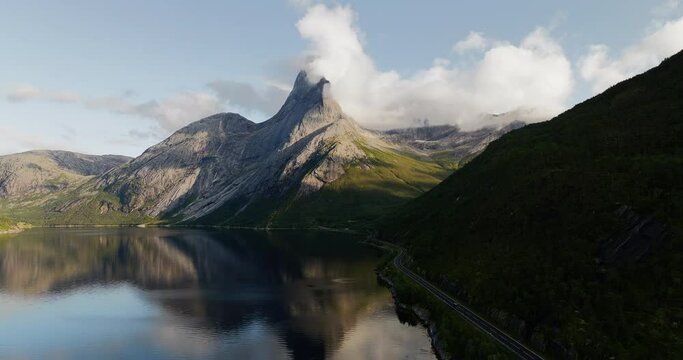 Stunning aerial footage of lake reflections and Scandinavian landscape