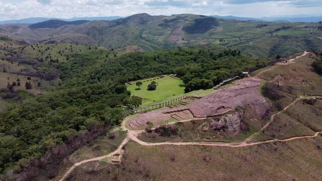 Bedrock hilltop at Fort Samaipata is pre-Columbian site in Bolivia
