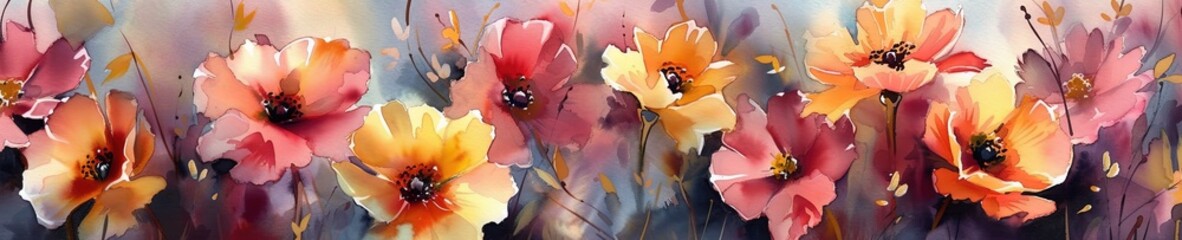 watercolor drawing of exotic flowers