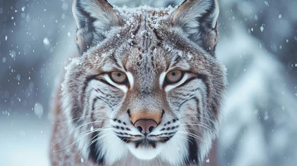 Gordijnen lynx in snow © Brian