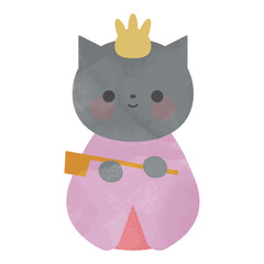 ねこのひな人形の水彩イラスト