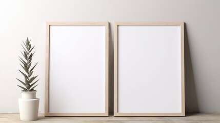 two Blank empty frame poster mockup portfolio living room presentation furniture living room