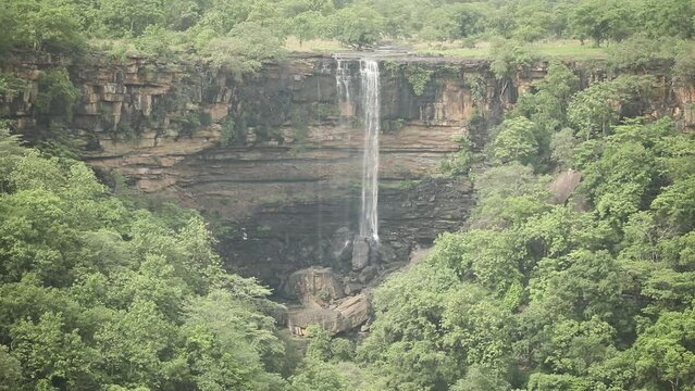 Dhundhua waterfall, waterfall, rain, monsoons, Panna Tiger Reserve, Madhya Pradesh, India