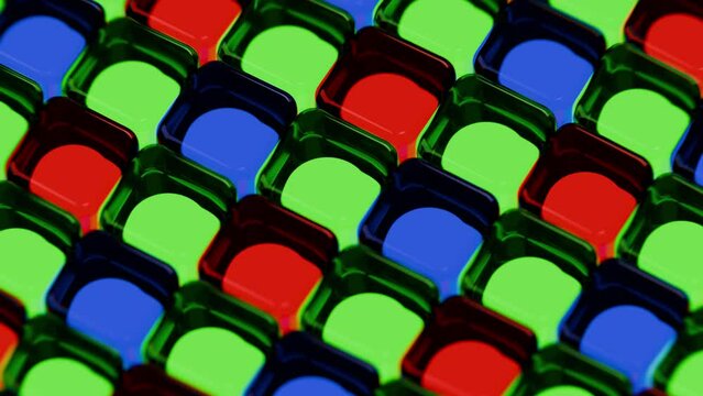 Digital camera matrix - super close up - RGB red green blue pixels light photodiode silicon sensor. Photosite matrix array
seamless loop video