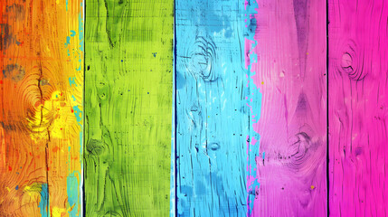 Rainbow Painted Wooden Wall With Various Colors