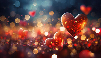 Two hearts, Hearts background, Valentines Day background, Wedding, Anniversary, Love - obrazy, fototapety, plakaty